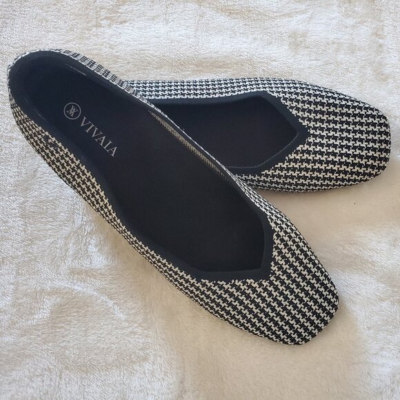 vivaia Shoes - Vivaia Margot 2.0 flats, Houndstooth, Square Toe, Size 41 EU/9.5 US